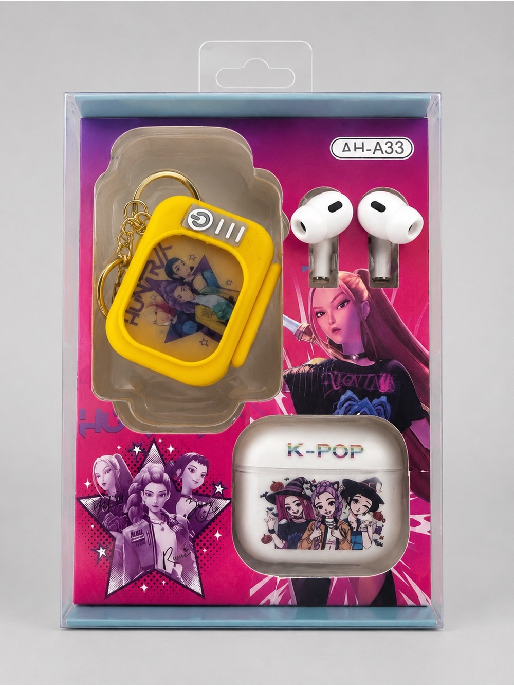 KPOP Wireless Earbuds Mari Rumi Zoey Charging Case & HUNTR/X Keychain Set